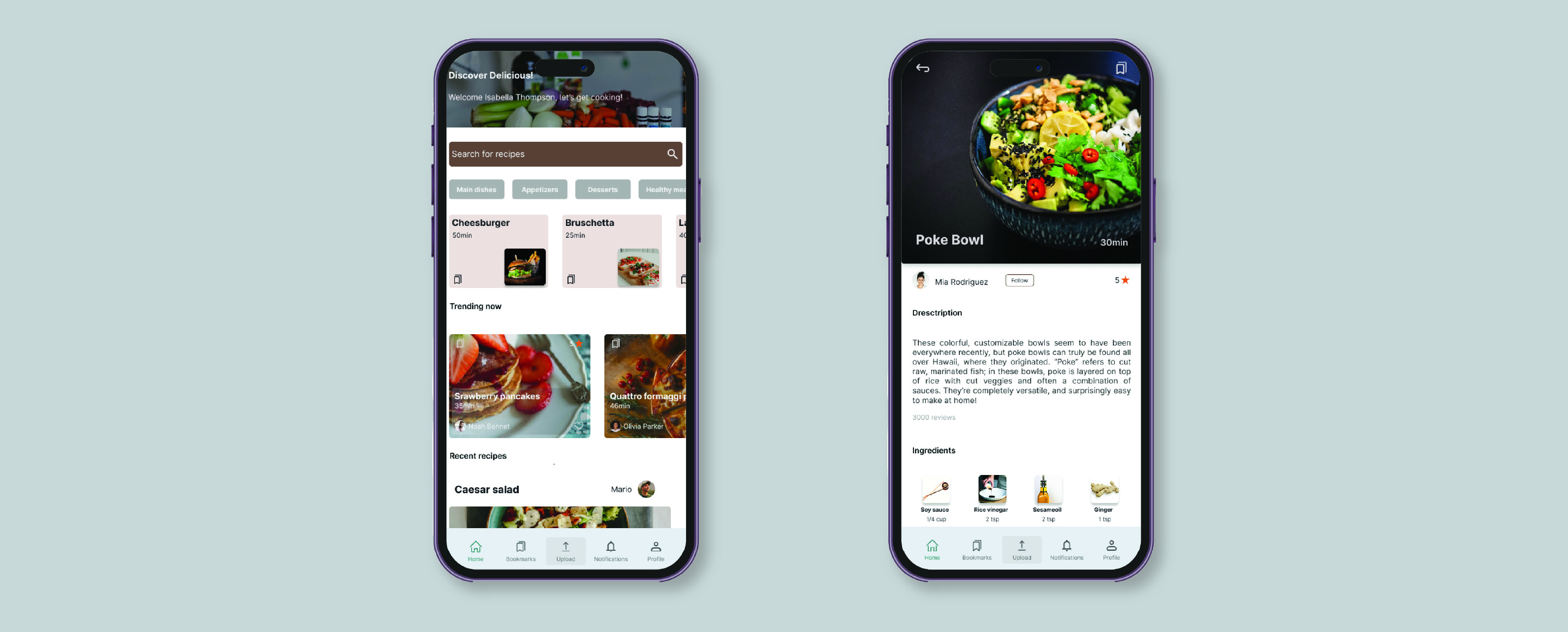 Ekrani aplikacije za recepte